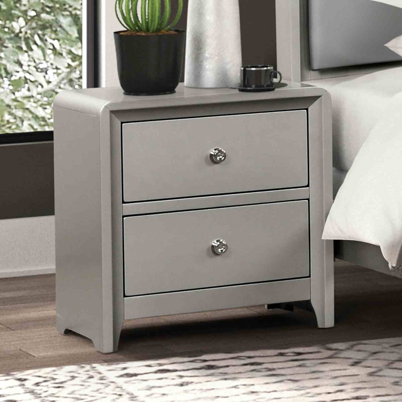 Furniture Joinery Hardware - Contemporary Nightstand with Nickel Hardware, Metal
