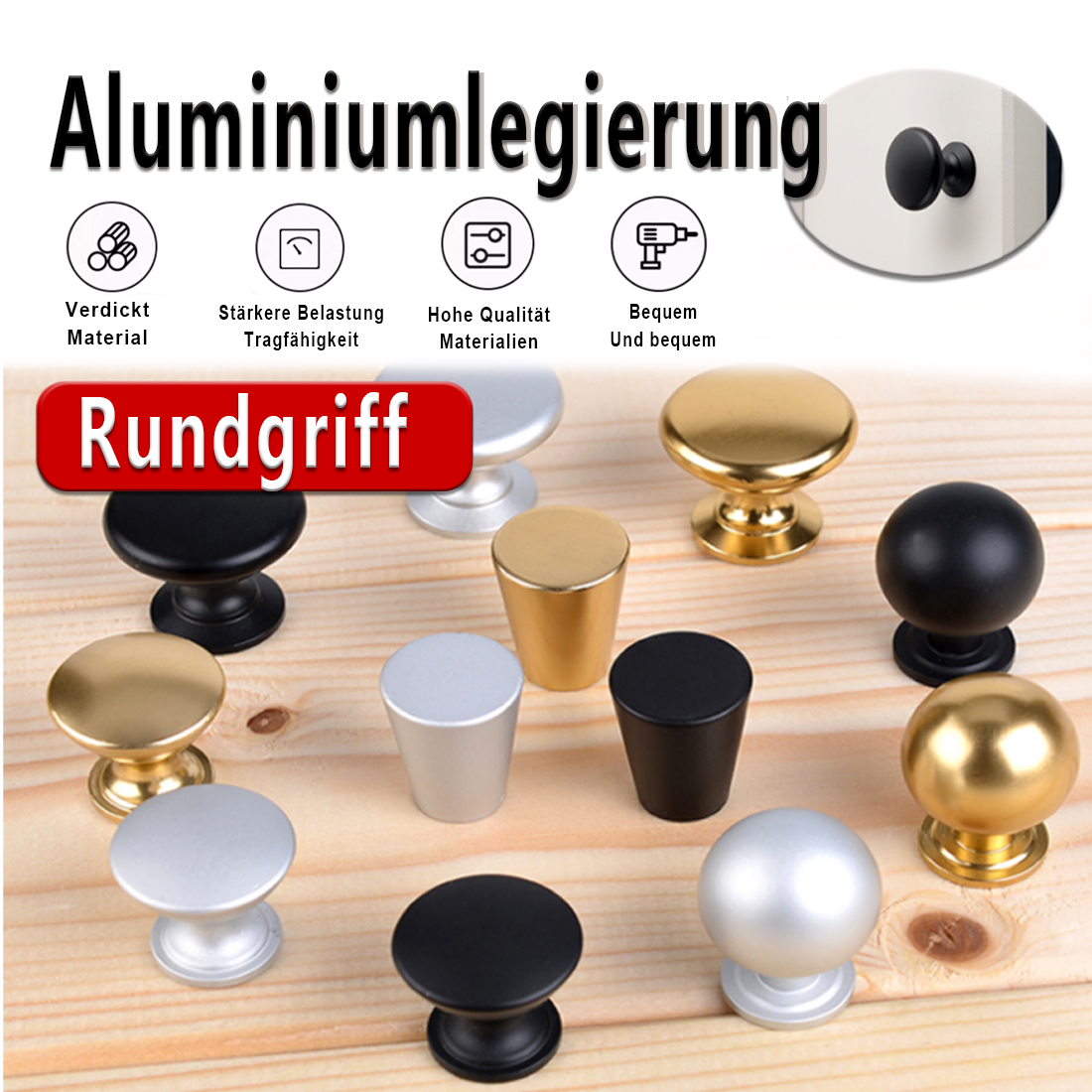 Furniture Hardware Restoration - 5PCS Aluminum Kitchen Cupboard Round Shape