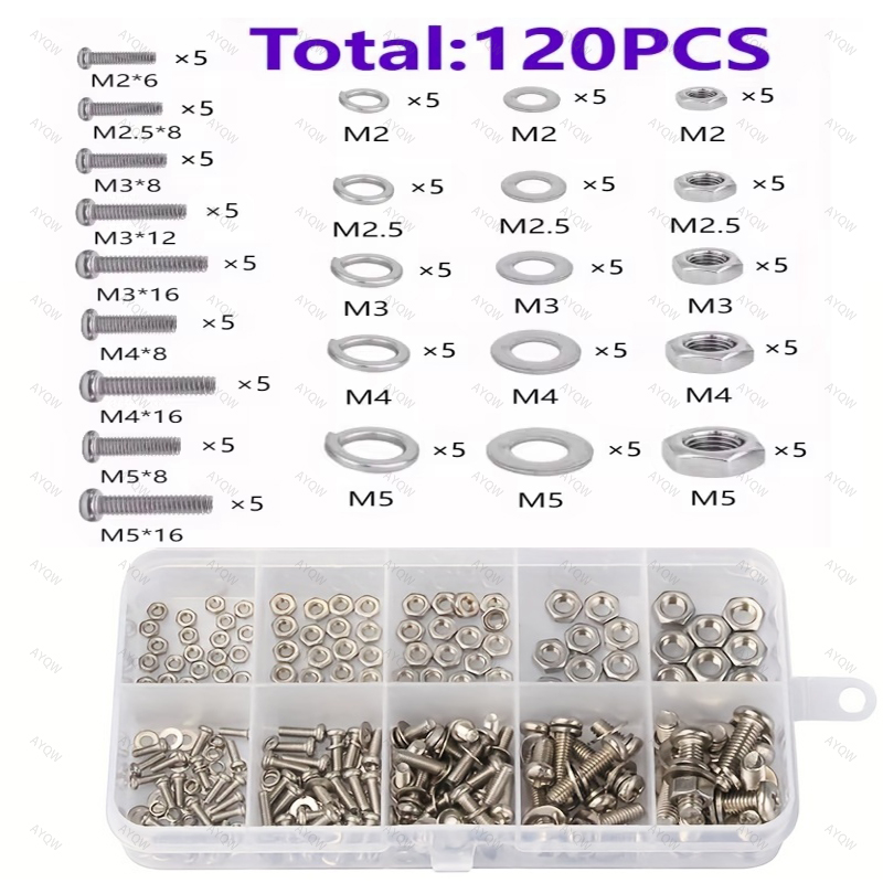 120/320-Piece Hex Nut and Bolt - Furniture Joinery Hardware ulasan dan harga