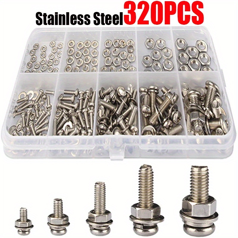 120/320-Piece Hex Nut and Bolt - Furniture Joinery Hardware ulasan dan harga