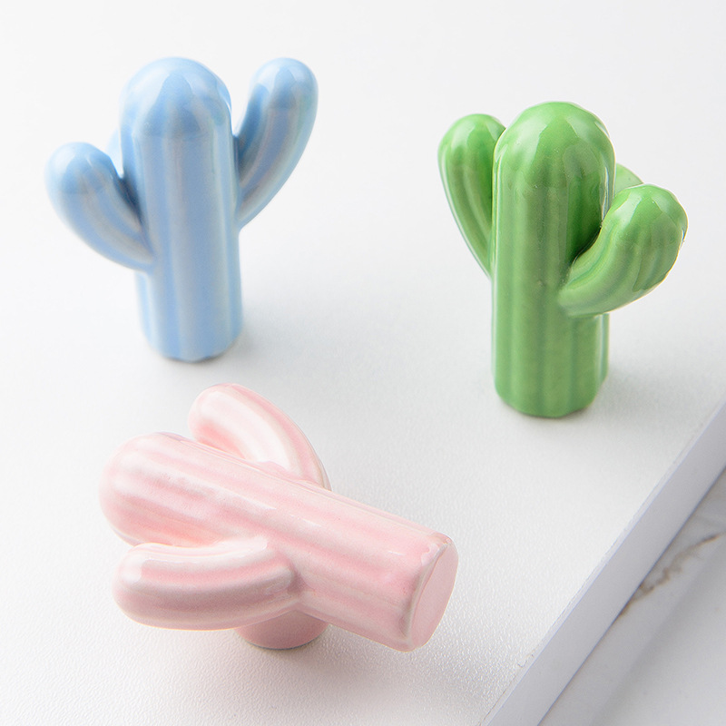 1/4pcs Colorful Ceramic Cactus - Unique Furniture Hardware ulasan dan harga