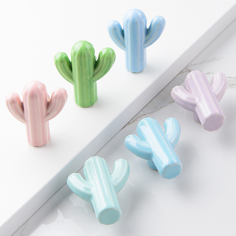 1/4pcs Colorful Ceramic Cactus - Unique Furniture Hardware ulasan dan harga