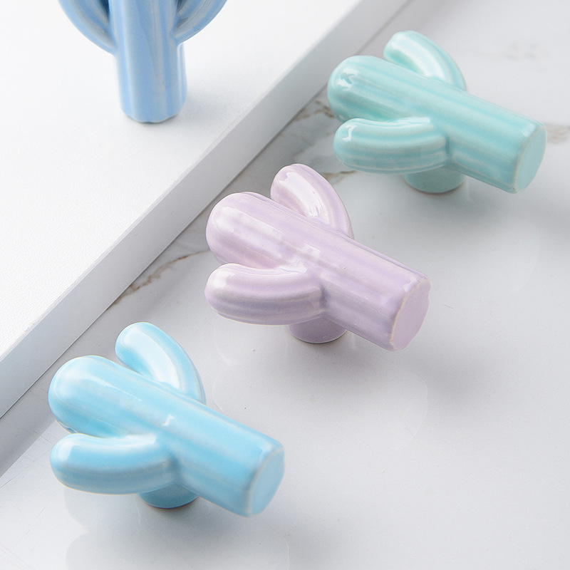 1/4pcs Colorful Ceramic Cactus - Unique Furniture Hardware ulasan dan harga